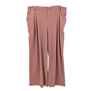 Halara Waffle Weave Pleated Wide Leg Slacks Mauve Pink Women's 2X